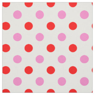 Rot und Pink auf Weiß mit Punkten Design  Stoff