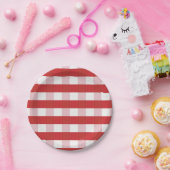 Rot und Pink kariert, Gingham-Effekt Pappteller (Party)