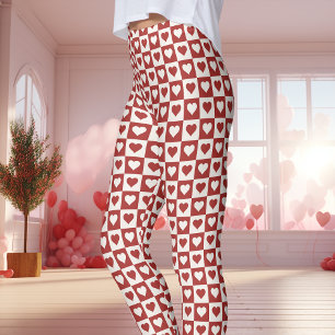 Rot und Pink kariertes Herz Valentinstag  Leggings