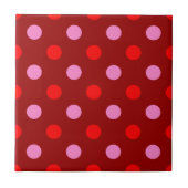 Rot und Rosa auf Maroon-Punkte-Design Fliese (Vorderseite)