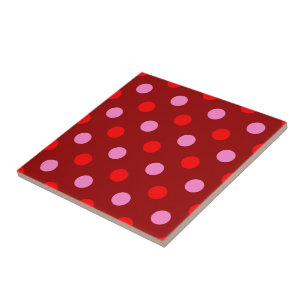 Rot und Rosa auf Maroon-Punkte-Design  Fliese