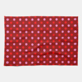 Rot und Rosa auf Maroon Punkte Design Geschirrtuch (Horizontal)
