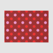 Rot und Rosa auf Maroon-Punkte-Design Seidenpapier (Vorderseite)