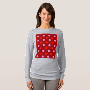 Rot und Rosa auf Maroon Punkte Design  T-Shirt