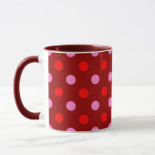 Rot und Rosa auf Maroon-Punkte-Design Tasse (Links)