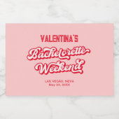 Rot und rosa Bachelorette Champagner Schaumweinetikett (Einzelnes Label)