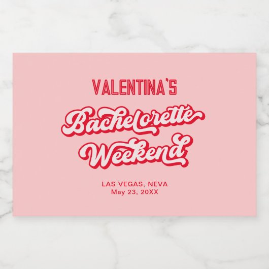 Rot und rosa Bachelorette Champagner Schaumweinetikett (Einzelnes Label)