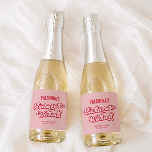 Rot und rosa Bachelorette Champagner Schaumweinetikett