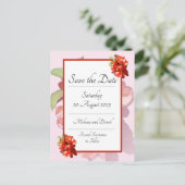 Rot und Rosa Blume Save the Date Postkarte (Stehend Vorderseite)