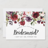 Rot und Rosa Blüten werden Sie meine Bridesmaid-Ka Einladung (Vorderseite)