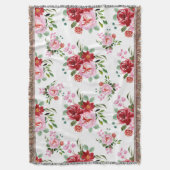Rot und rosa Blütenmuster - Nahtloses Muster Decke (Vorderseite Vertikal)