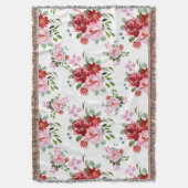 Rot und rosa Blütenmuster - Nahtloses Muster Decke (Vorderseite Vertikal)