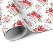 Rot und rosa Blütenmuster - Nahtloses Muster Geschenkpapier (Rolleneckpunkt)