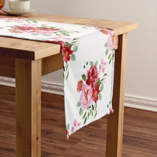 Rot und rosa Blütenmuster - Nahtloses Muster Kurzer Tischläufer (Beispiel)