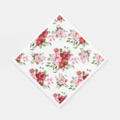 Rot und rosa Blütenmuster - Nahtloses Muster Serviette (Ecke)