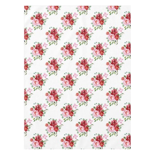 Rot und rosa Blütenmuster - Nahtloses Muster Tischdecke (Vorderseite)