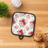 Rot und rosa Blütenmuster - Nahtloses Muster Topflappen (Oben Unten)