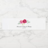 Rot und Rosa Botanisch Wasserflaschenetikett (Einzelnes Label)