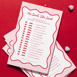 Rot und Rosa Brautparty Er sagte, sie sagte Game