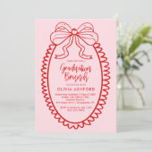 Rot und Rosa Eleganter Brunch Abschluss Einladung (Stehend Vorderseite)