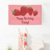 Rot und Rosa Erdbeeren Benutzerdefiniertes Party Banner (Insitu)