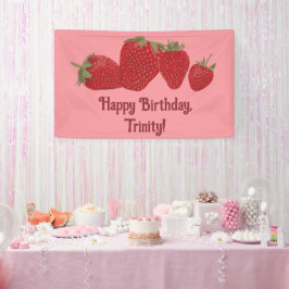 Rot und Rosa Erdbeeren Benutzerdefiniertes Party Banner