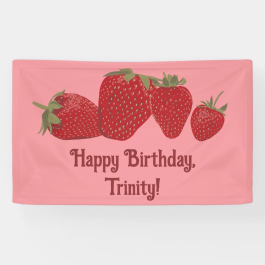 Rot und Rosa Erdbeeren Benutzerdefiniertes Party Banner (Horizontal)