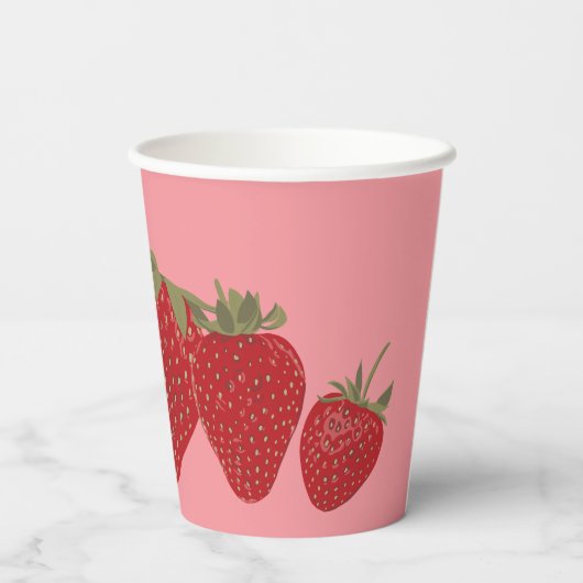 Rot und Rosa Erdbeeren Benutzerdefiniertes Party Pappbecher (Rückseite)