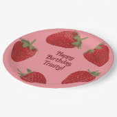 Rot und Rosa Erdbeeren Benutzerdefiniertes Party Pappteller (Schrägansicht)