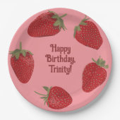 Rot und Rosa Erdbeeren Benutzerdefiniertes Party Pappteller (Vorderseite)