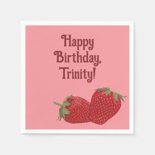 Rot und Rosa Erdbeeren Benutzerdefiniertes Party Serviette (Vorderseite)