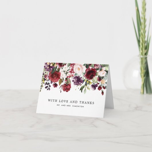 Rot und Rosa Farbe Blütenfarbe Dankeskarte (Vorderseite)