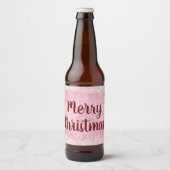 Rot und Rosa Frost Frohe Weihnachten Bierflaschenetikett (Vorderseite)