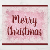 Rot und Rosa Frost Frohe Weihnachten Schaumweinetikett (Einzelnes Label)