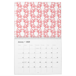 Rot- und rosa Geschenkpapier mit einem sich wieder Kalender
