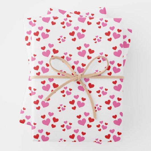 Rot- und rosa Herzmuster Geschenkpapier Set (Beispiel)