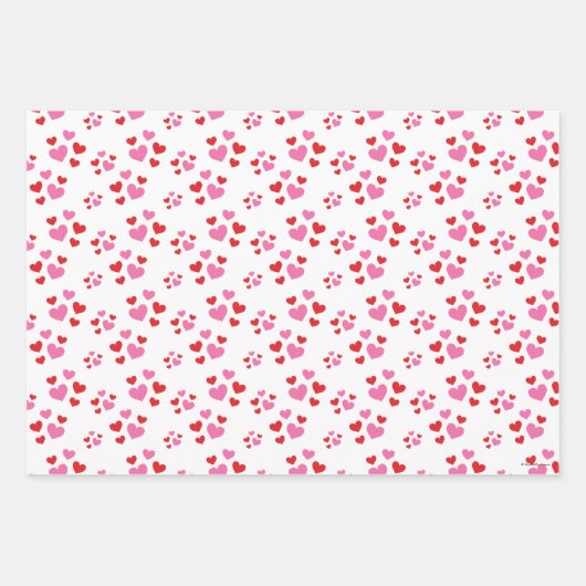 Rot- und rosa Herzmuster Geschenkpapier Set (Vorderseite)