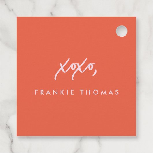 Rot und Rosa Hey Süsse XOXO Valentine Geschenketik Geschenkanhänger (Rückseite)