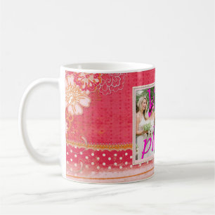 Rot und rosa Hochzeitsrahmen für Foto Kaffeetasse