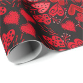 Rot und rosa im schwarzen Hintergrund Geschenkpapier (Rolleneckpunkt)