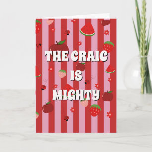Rot und rosa irisch The craic is mighty  Karte