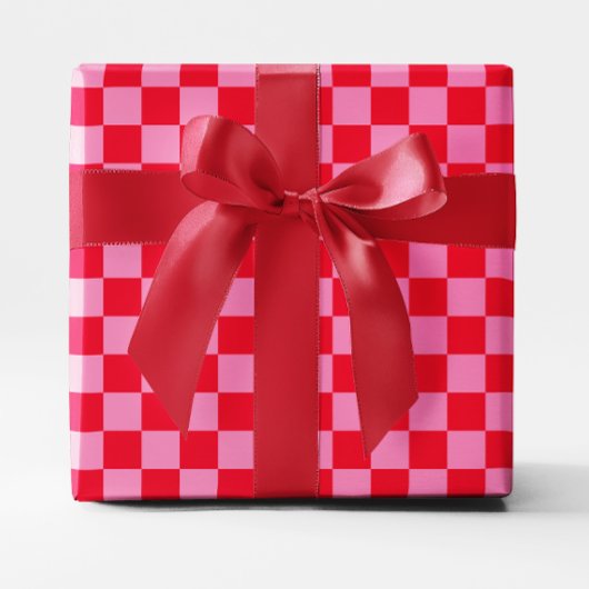 Rot und Rosa kariert Geschenkpapier