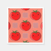 Rot und Rosa Kariertes Tomatenzartmuster Serviette (Vorderseite)