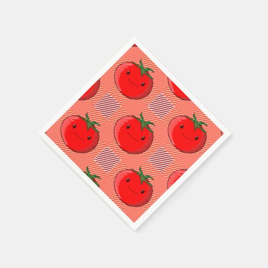 Rot und Rosa Kariertes Tomatenzartmuster Serviette (Ecke)