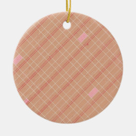 Rot und rosa Kariertes Weihnachtsgeschenk Foto Keramik Ornament