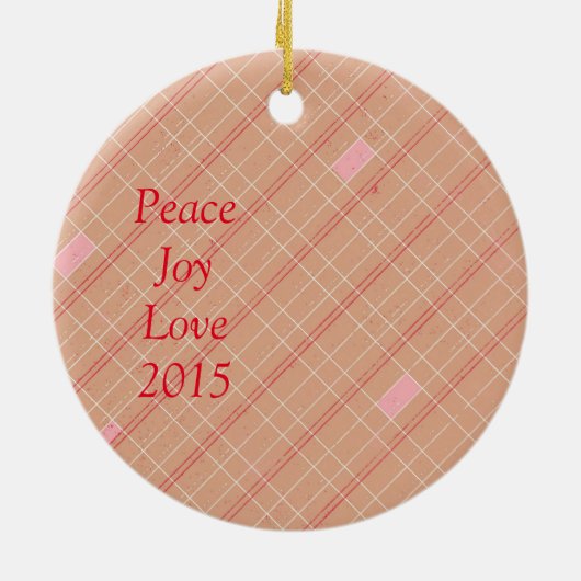 Rot und rosa Kariertes Weihnachtsgeschenk Foto Keramik Ornament (Hinten)