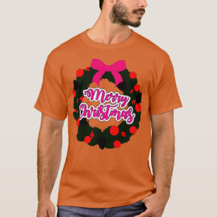 Rot und rosa Kraut mit fröhlicher Weihnachtszeit T-Shirt