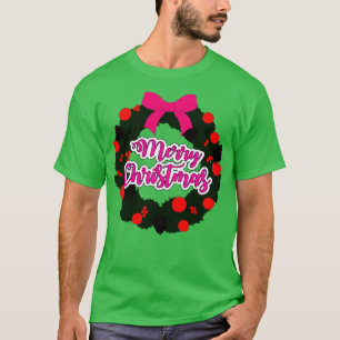 Rot und rosa Kraut mit fröhlicher Weihnachtszeit T-Shirt