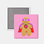 Rot und Rosa Lebkuchen Mann Superhelden Magnet (Vorderseite/Rückseite)