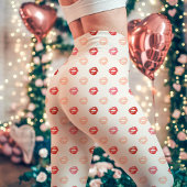 Rot und Rosa Lipstick Kiss Print Leggings